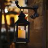 Vintage Golden Brushed Black Lantern Decorative LED Flickering Flameless Candle with Timer