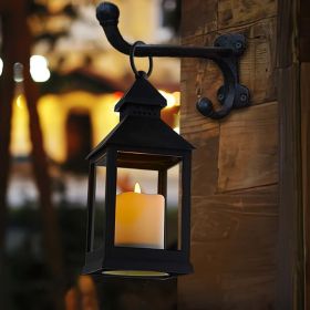 Vintage Golden Brushed Black Lantern Decorative LED Flickering Flameless Candle with Timer