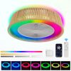21" Modern Rustic Ceiling Fan Light with LED RGB Mood Lighting, Rope Woven Design, Quiet Fan, Semi Flush Mount for Bedroom, Living Room
