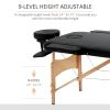 Professional 72" Portable Massage Table Adjustable Height Foldable Facial Spa Bed Black Color Salon