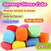 24 Pack Slow Rising Stress Cube , Dough Stress Balls Soft Fidget Squishy Toys for Anxiety Relief