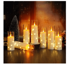Flameless LED Candles with Timer 12 Pc Flickering Flameless Candles for Romantic Ambiance and Home Decoration Stable Acrylic Shell (Shade Material: Acrylic)
