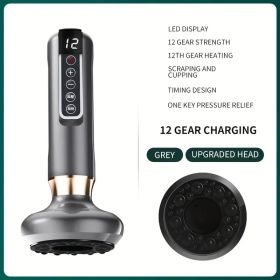 Cupping Massager, 12-level Body Scraping Tool, Cupping Tool. USB Rechargeable, Equipped with 1800mAh Lithium Battery, Available In White, Green (Color: Gray)