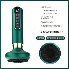 Advanced Body Scraping Massager - 12-Level Cupping Therapy Device with Long-Lasting Battery (3 Color Options) (Color: Green)