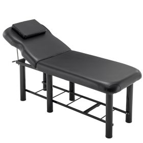 Professioanl Massage Table , Backrest Adjustable, Removable Headrest, Bottom Shelf Storage , Memory Foam Layer Salon Bed,Black (Color: as Pic)